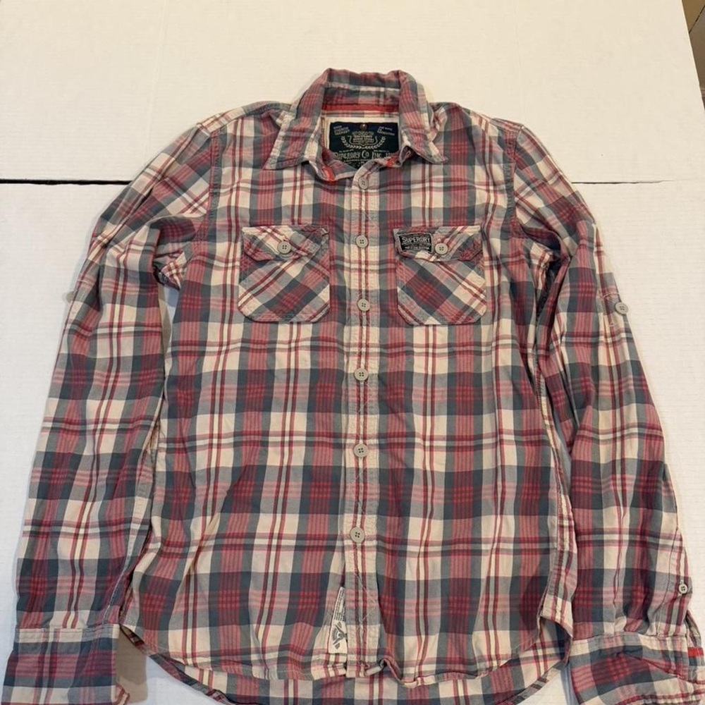 Superdry Red and White Plaid Button Down Shirt